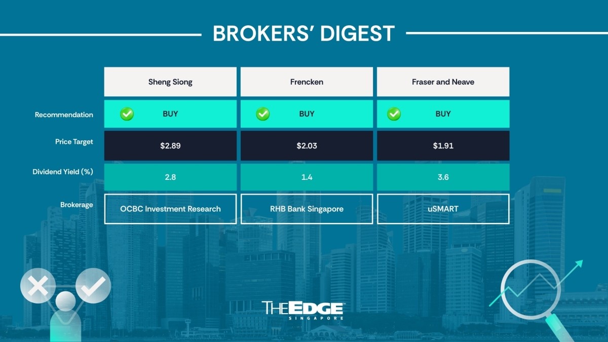 Brokers' Digest: Sheng Siong Group, Frencken Group, Fraser and Neave